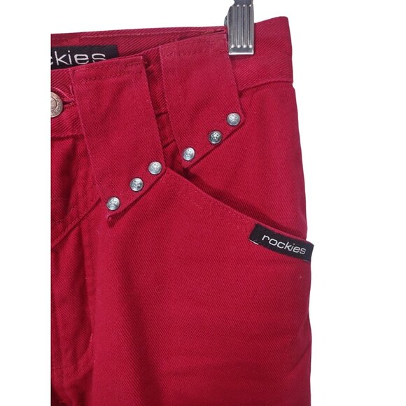 Rockies Jeans Womens 25x33 Rockies Red Denim High Rise Vintage 80s Yoked Studded - Picture 3 of 6